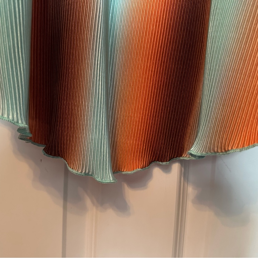 NWTS No Boundaries Pleated Mini Dress Rust & Blue Ombré sz XL - Picture 7 of 9